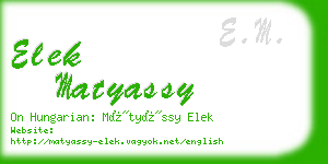 elek matyassy business card